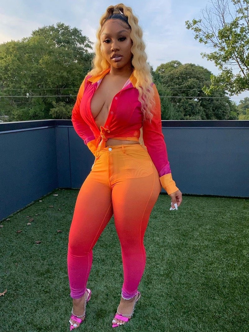 Thumbnail: Long Sleeve Buttoned Up Two Piece Set 