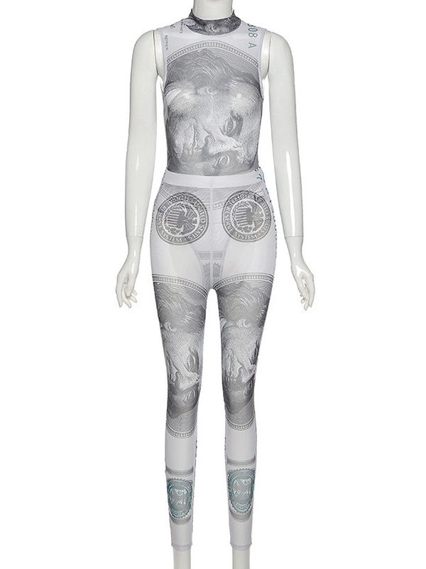 Thumbnail: Money-Me Two Piece Bodysuit Pants Set