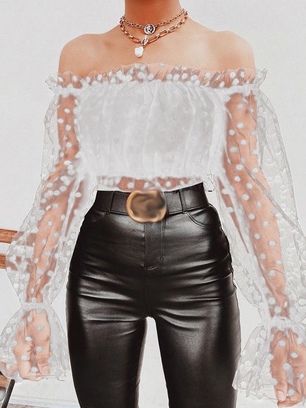 Thumbnail: Off Shoulder Cropped Blouse