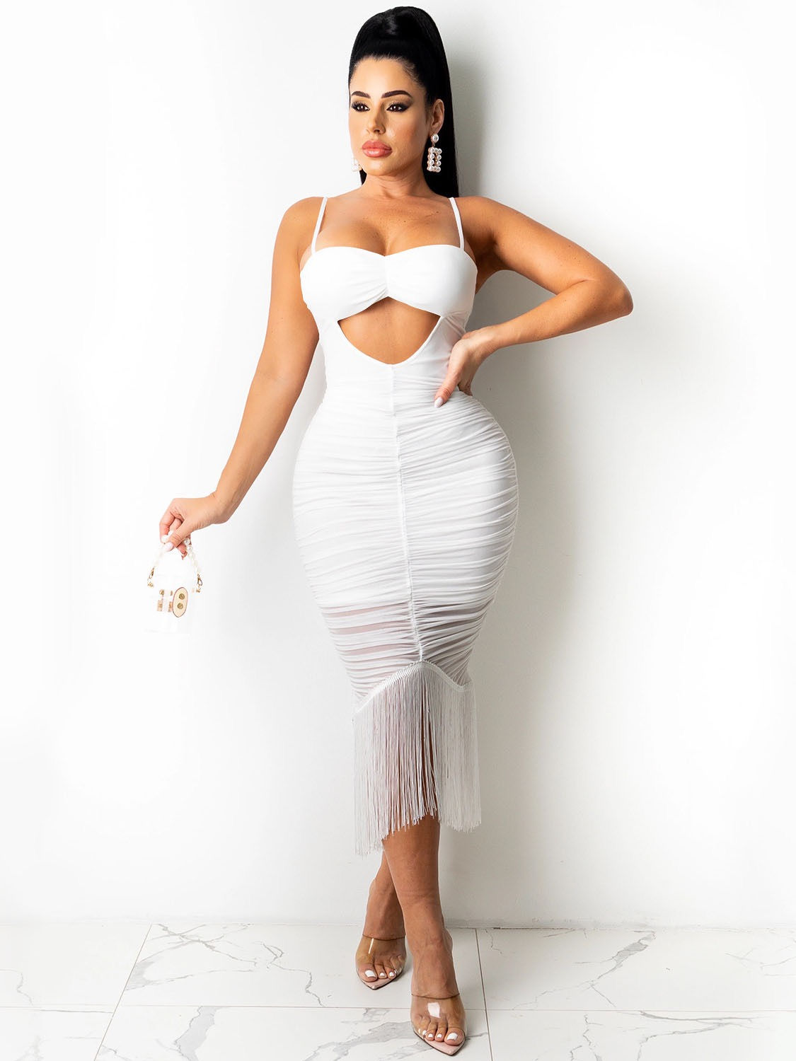 Tassel Cut Out Maxi Dress