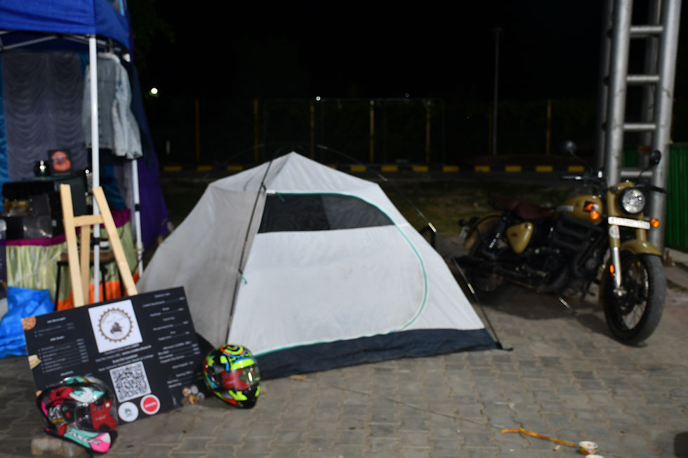 Night view our moto cafe stall in auto expo !