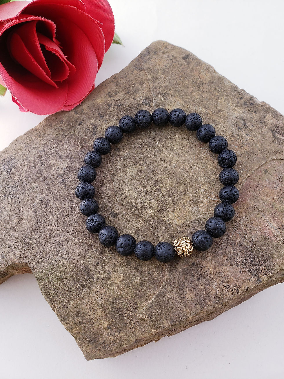 Thumbnail: black lava stone bracelet