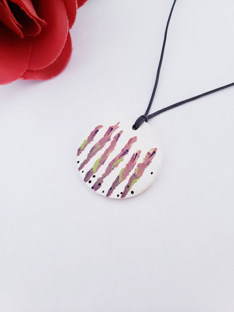 Thumbnail: hand painted wood necklace