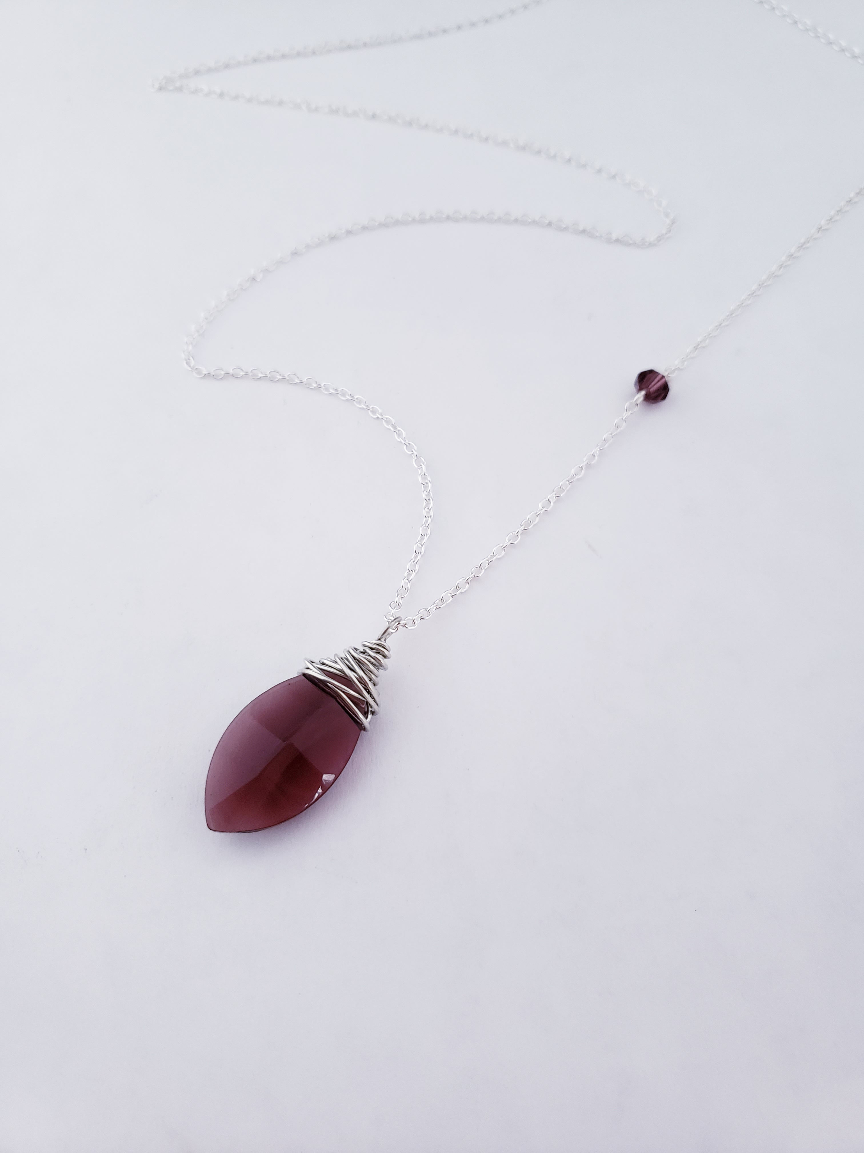 RESERVED Listing for Leslie, Rough Wrapped Amethyst Marquise Layering Necklace
