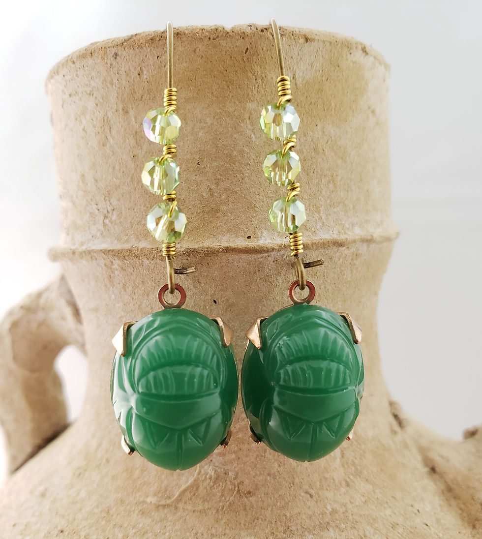 Thumbnail: Green Scarab Earrings