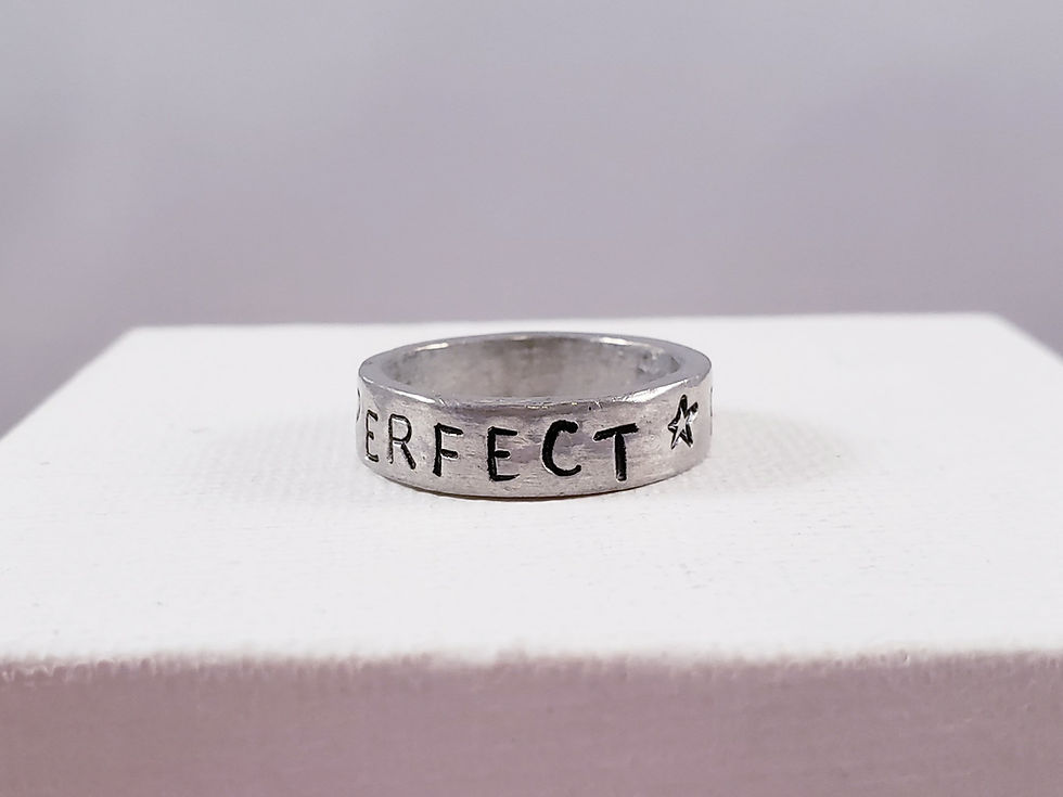 Thumbnail: hand stamped pewter ring