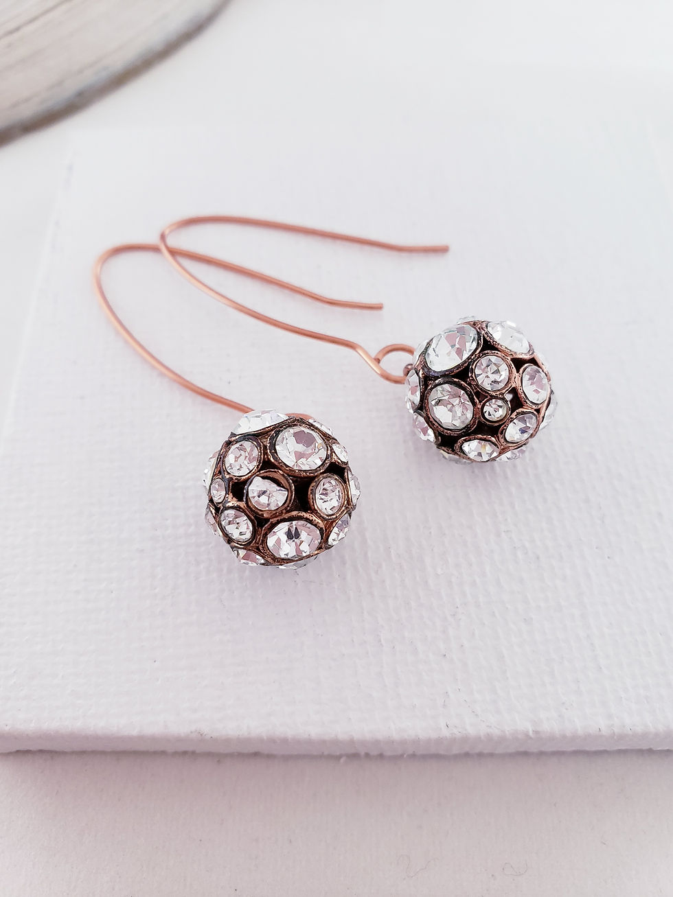 Thumbnail: Copper Rhinestone Upcycled Drop Earrings