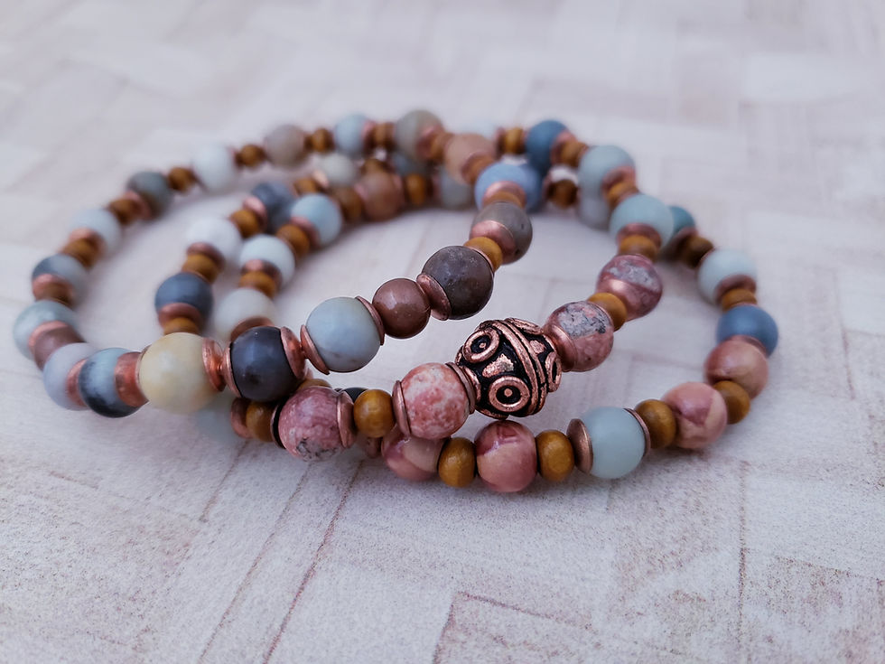 Thumbnail: Rustic Amazonite Stretch Bracelet Stack