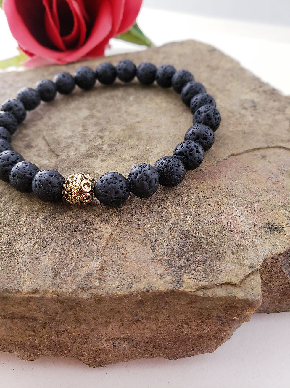 Thumbnail: mens black lava stone bracelet