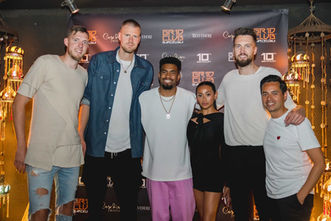 Kristaps Porzingis with Tara Ramos at the GR1D CLUB Barcelona