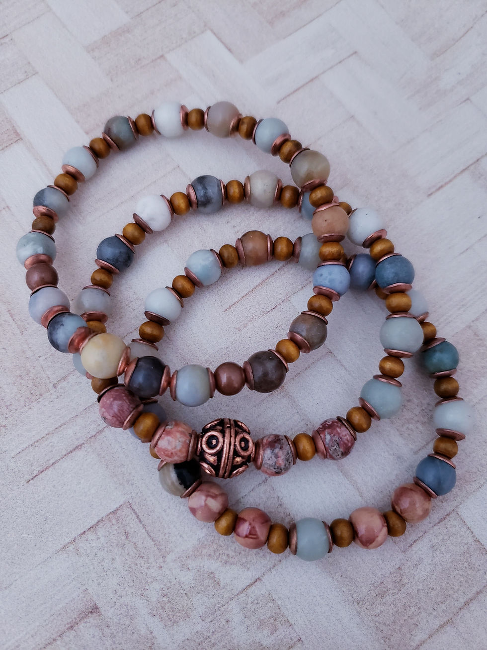 Thumbnail: Rustic Amazonite Stretch Bracelet Stack