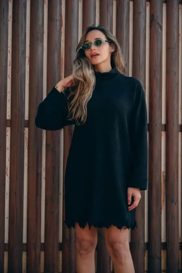 שמלה שחורה סריג פרומה