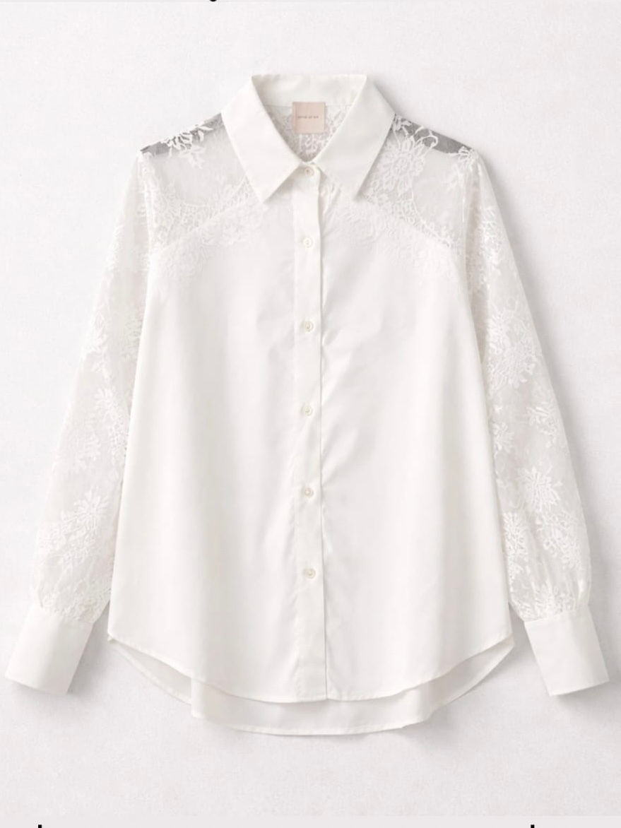 תמונה ממוזערת: חולצה מכופתרת שרוול תחרה