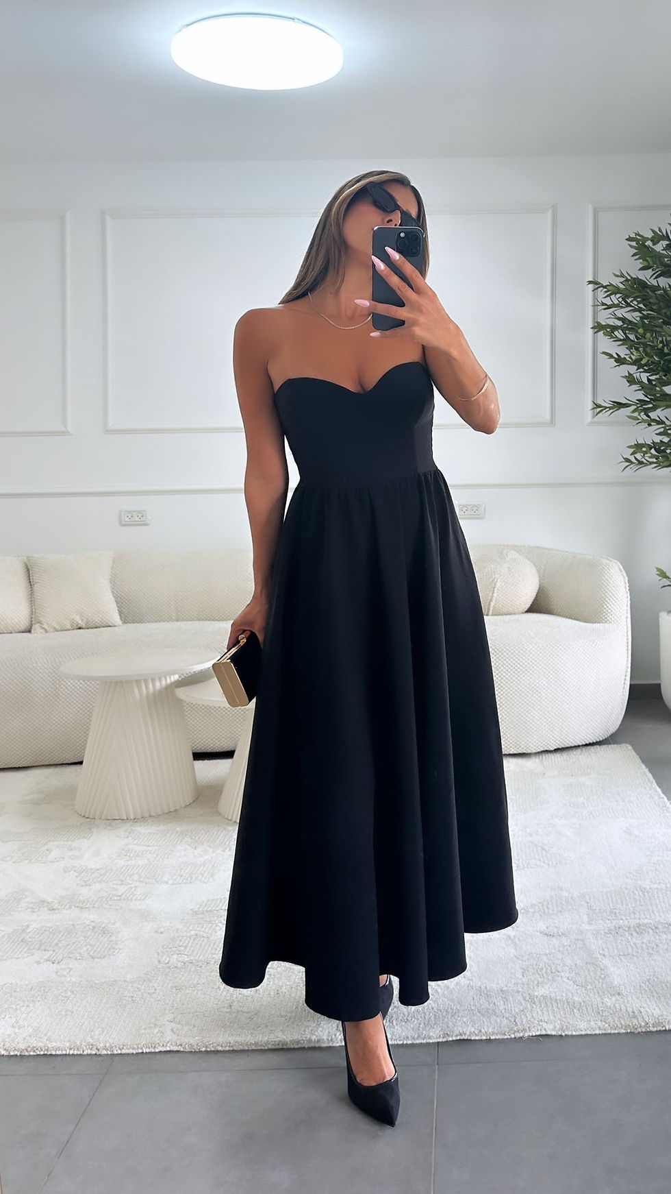 תמונה ממוזערת: שמלה שחורה סטרפלס מקסי