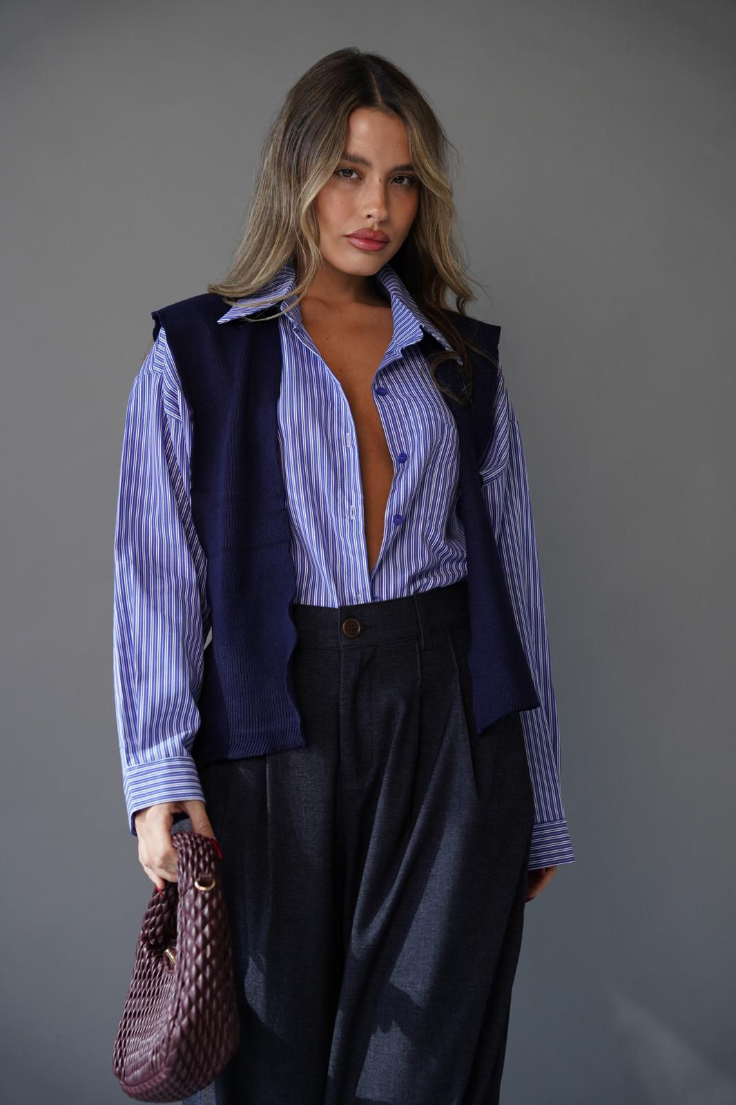 חולצה מורנה פסים כחול