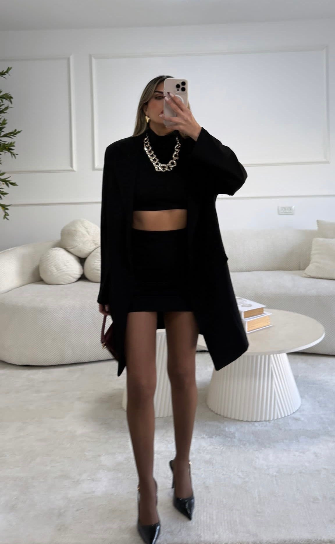 טריפל סט חצאית מיני שחור