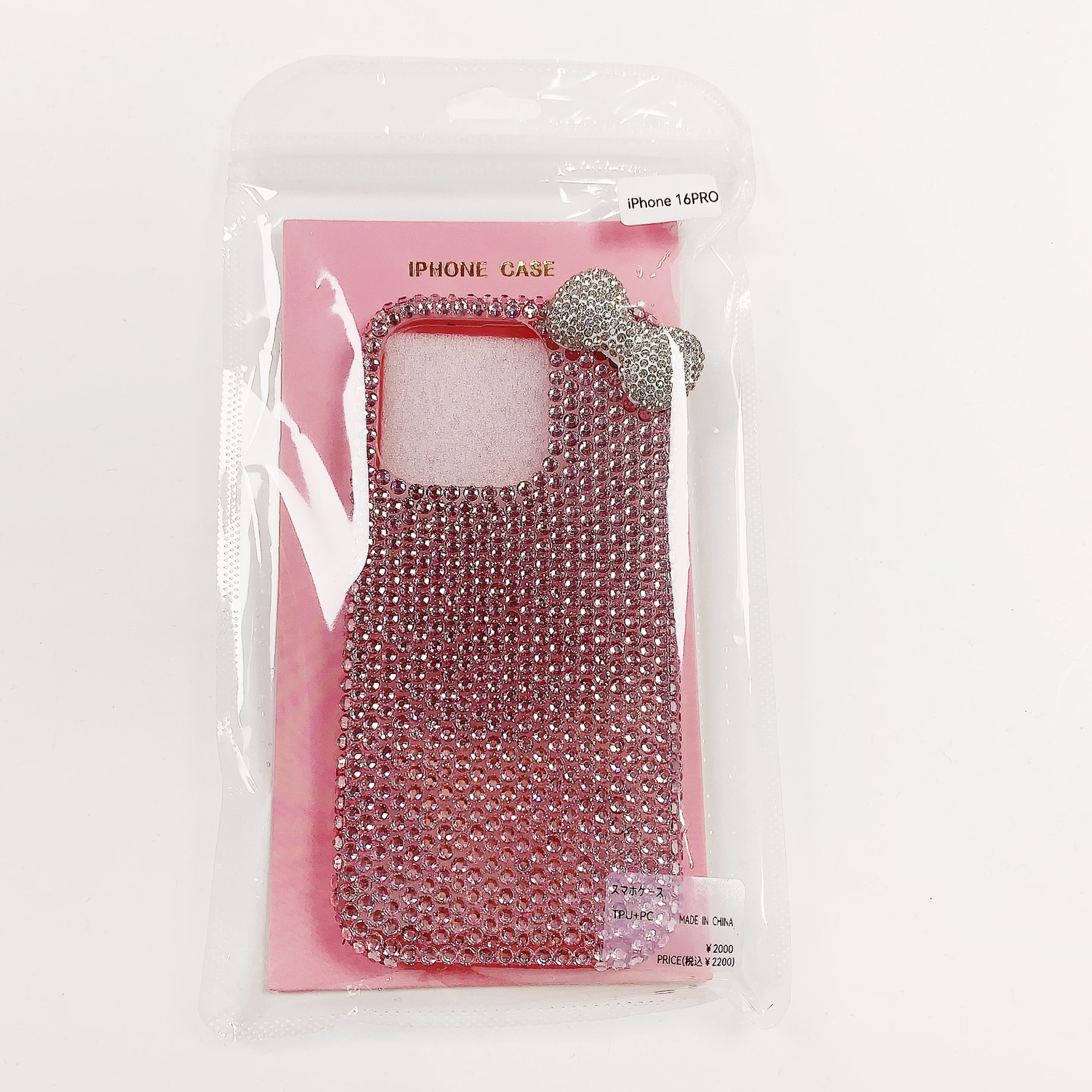 iPhone 16PROリボン付きビジューネックiPhoneケース