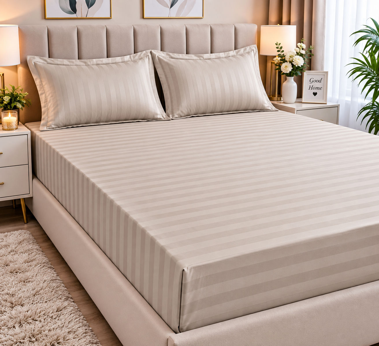 Set cearșaf cu elastic – Bej
