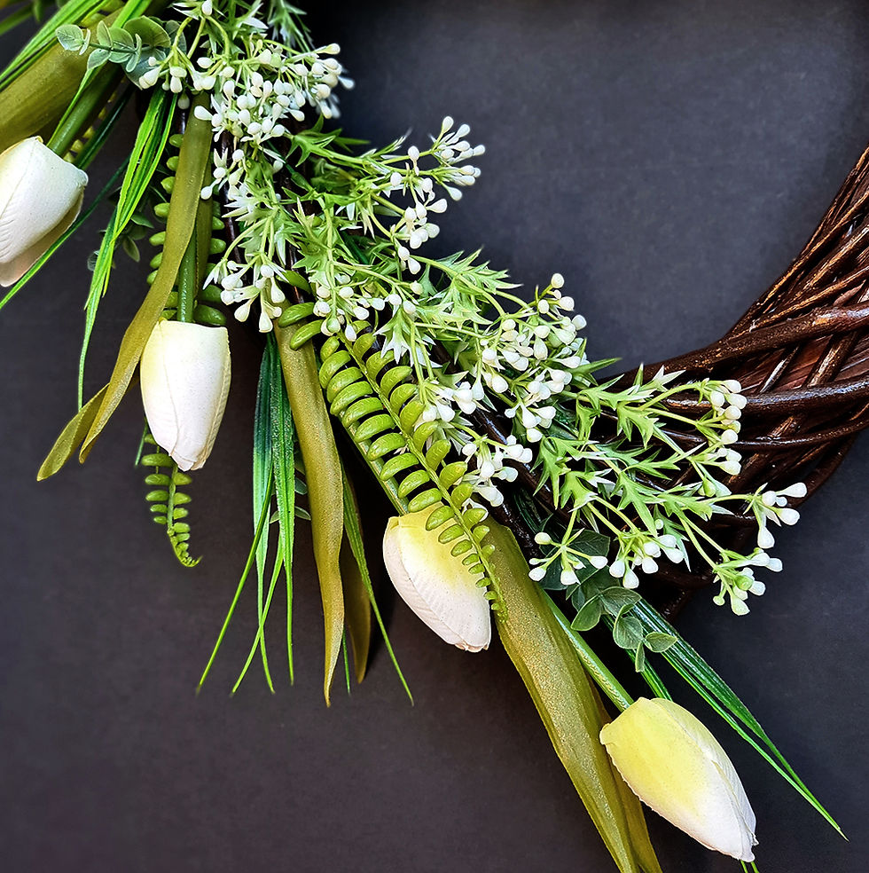 Thumbnail: Spring Faux Floral Door Wreath "The Cream Roses, Peonies and Tulips"