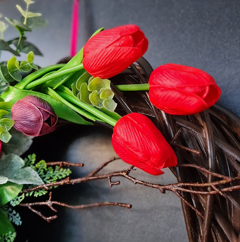 Thumbnail: Floral Door Wreath "The Red Roses and Tulips"