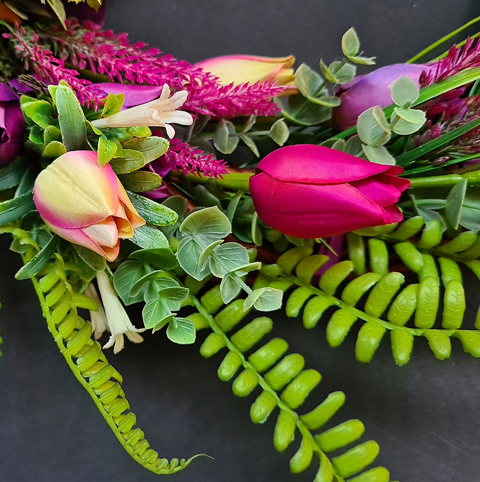 Thumbnail: Spring Faux Floral Door Wreath "The Rainbow Tulips"