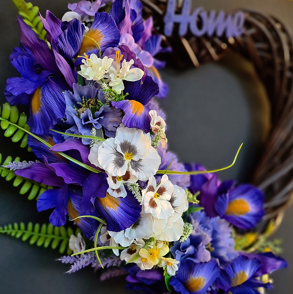 Thumbnail: Spring Faux Floral Door Wreath "Home Sweet Home"