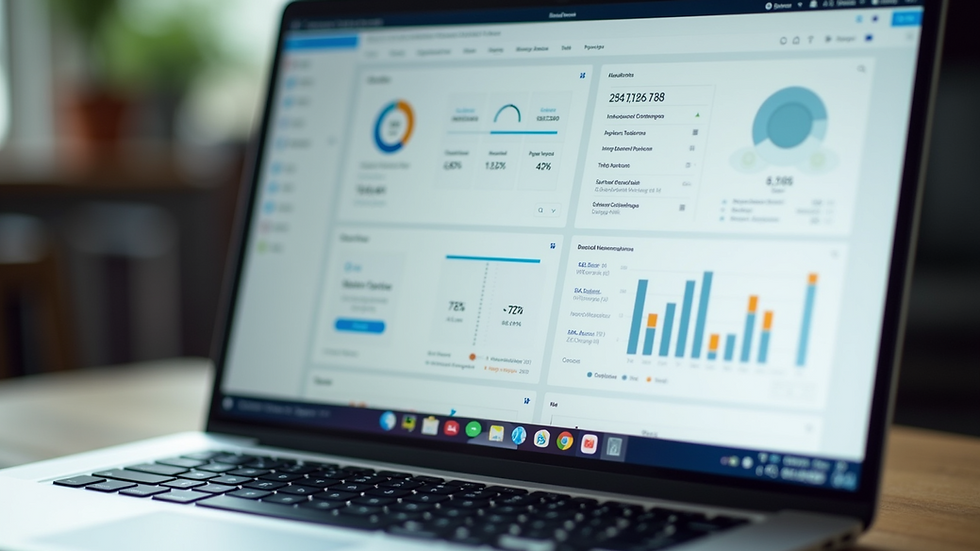 Eye-level view of a laptop screen showing a digital marketing dashboard
