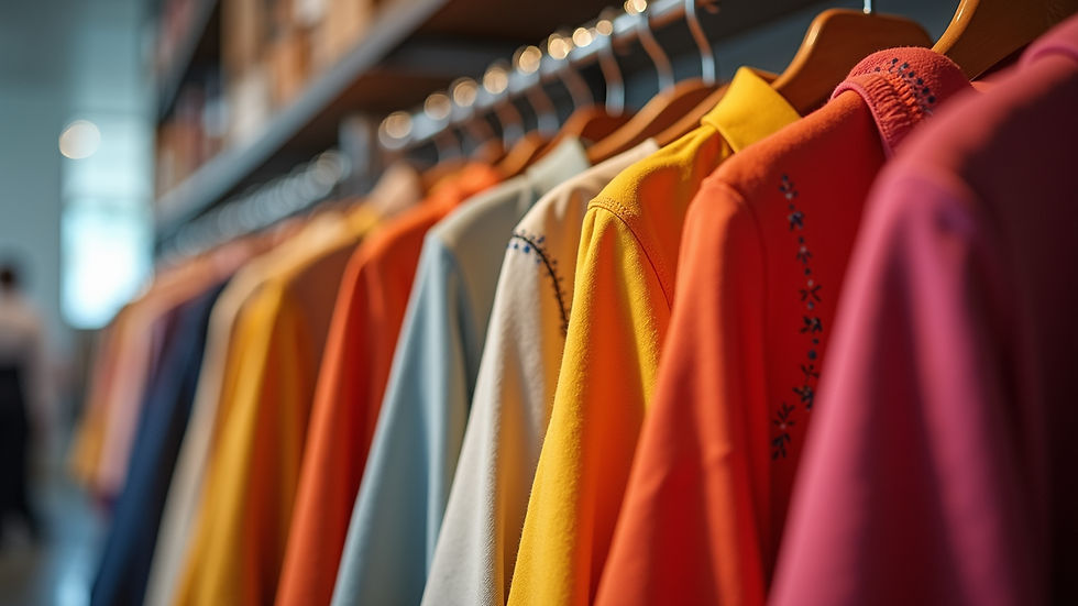 Close-up view of vibrant Shein clothing display
