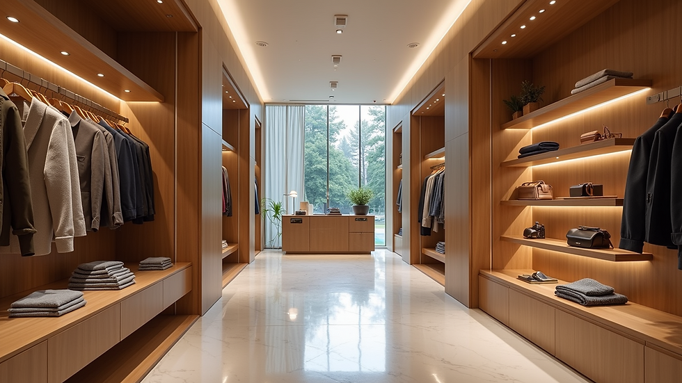 Eye-level view of a modern luxury boutique interior