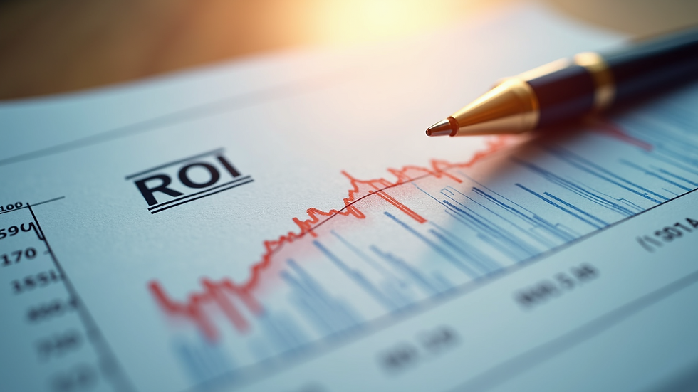 High angle view of a graph showing content marketing ROI growth