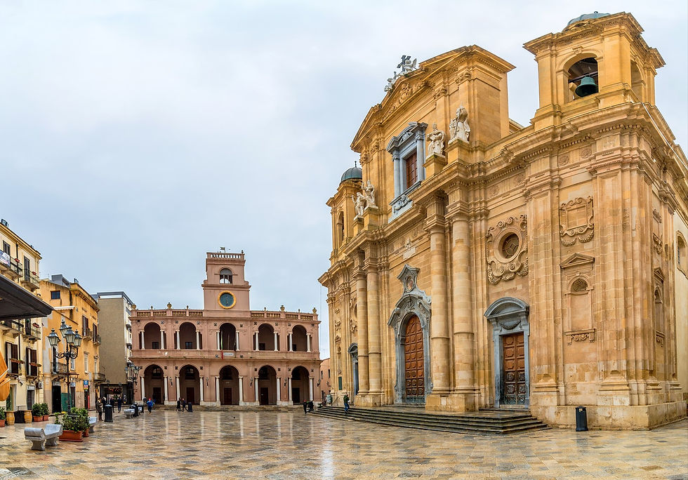 main square and Cathedral in Marsala Ita