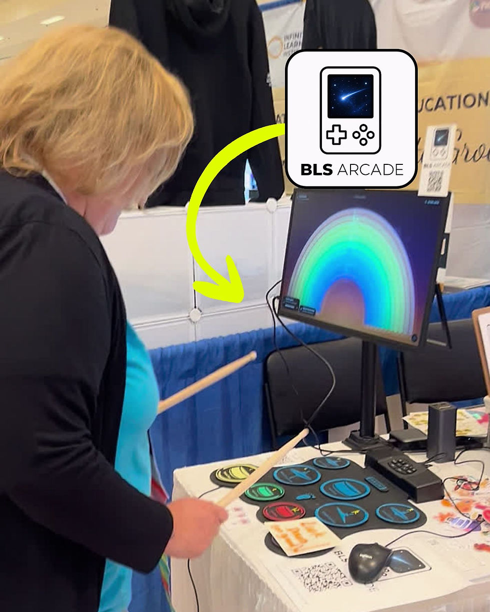 Dr Jamie Marich trying BLS Arcade at the EMDRIA 2026 conference