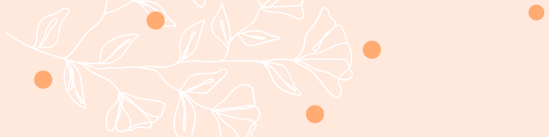 pale orange background with line drawings of plants and dark orange circles
