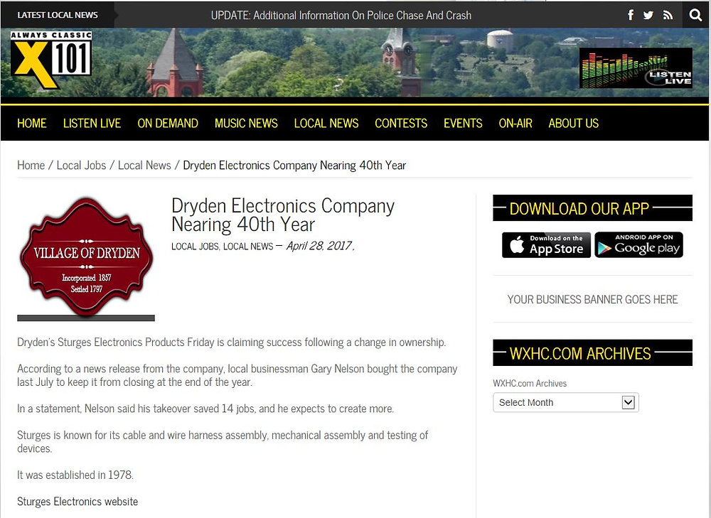Dryden Electronics Company 40th Year