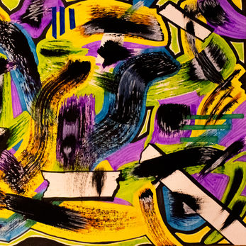 Abstract art neon yellow purple