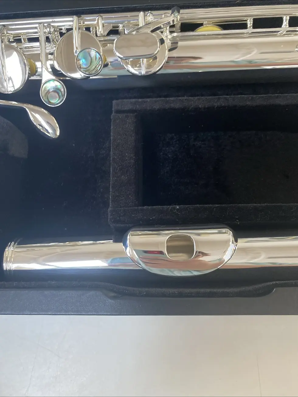 Thumbnail: Mint Open Box Di Zhao DZB-100 Silver Plated Bass Flute; with Case, Care Kit