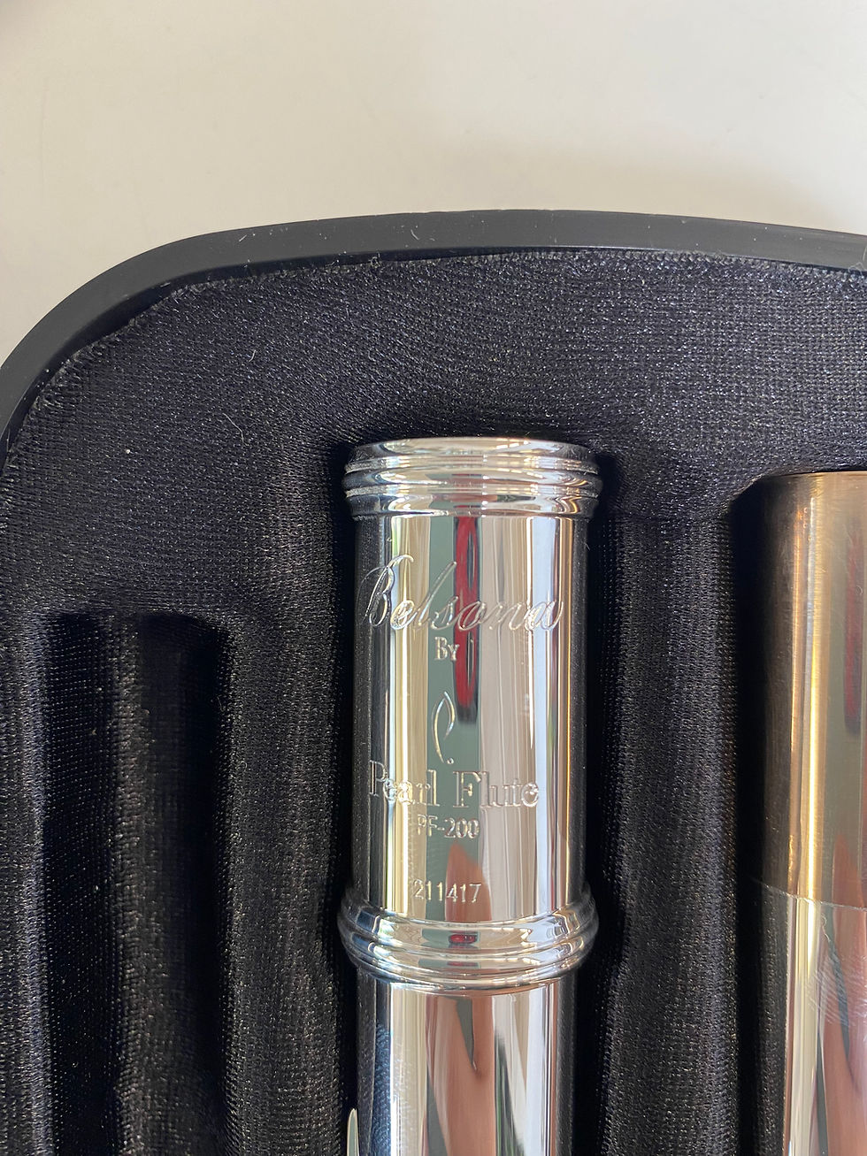 Thumbnail: Mint Open Box Pearl Belsona PF200 Student Flute; with Case, Cleaning Rod