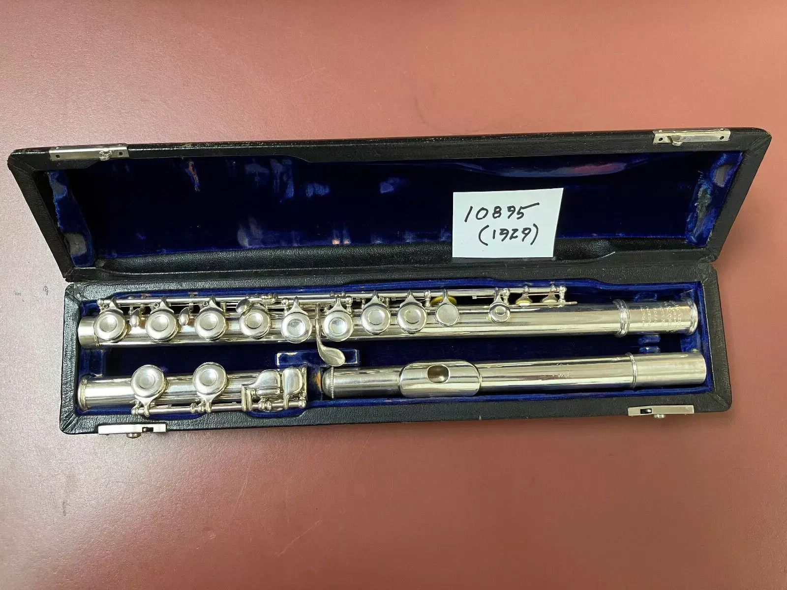1929 Haynes "Plateau" Pattern Solid Silver Flute, Soldered Tone Holes, Good Pads
