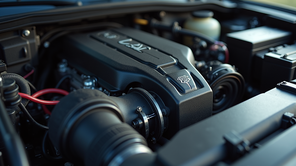 Close-up view of a diesel engine with performance upgrades