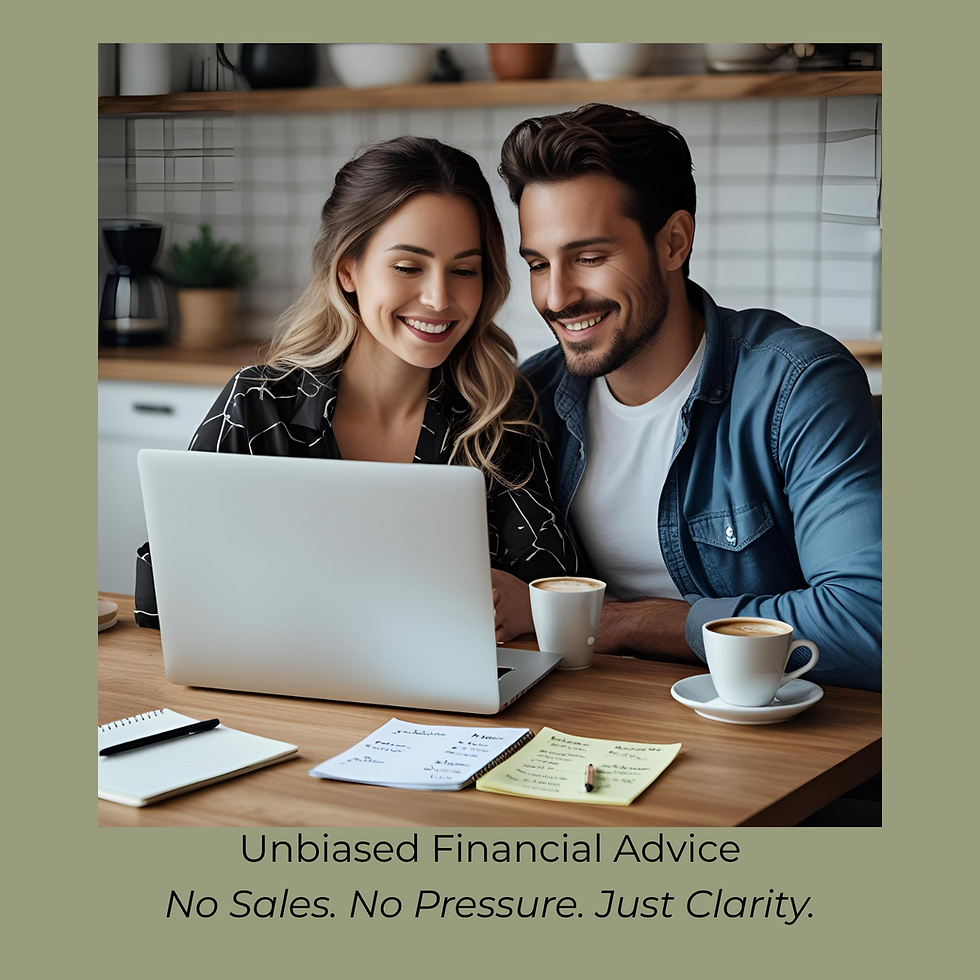 Canadian couple reviewing their finances together with coffee and a laptop, representing unbiased financial advice in Canada.