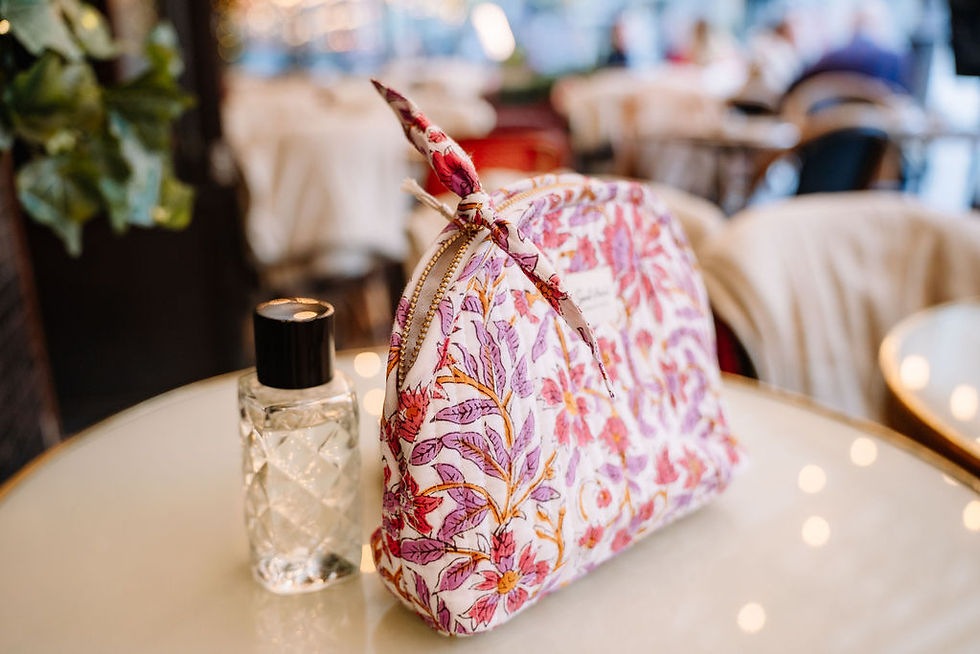 Miniature : Moyenne trousse - LEONTINE Rose et blanche 