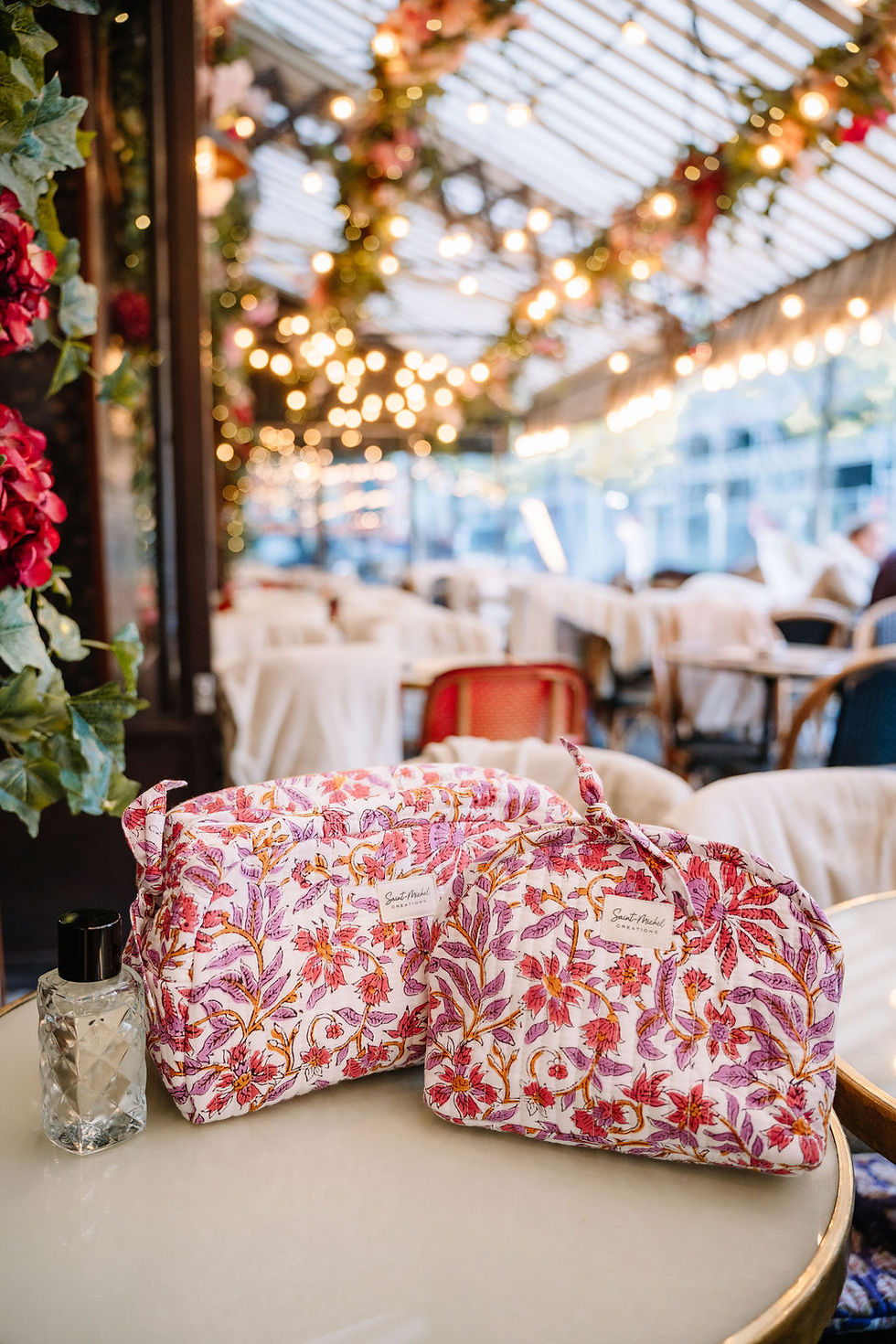 Miniature : Moyenne trousse - LEONTINE Rose et blanche 
