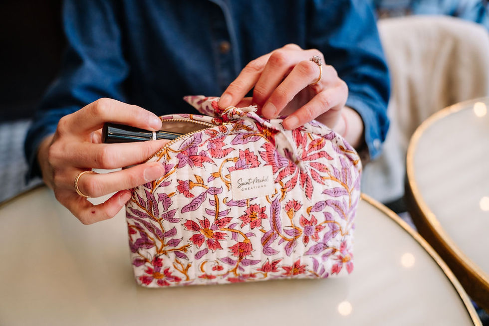 Miniature : Moyenne trousse - LEONTINE Rose et blanche 
