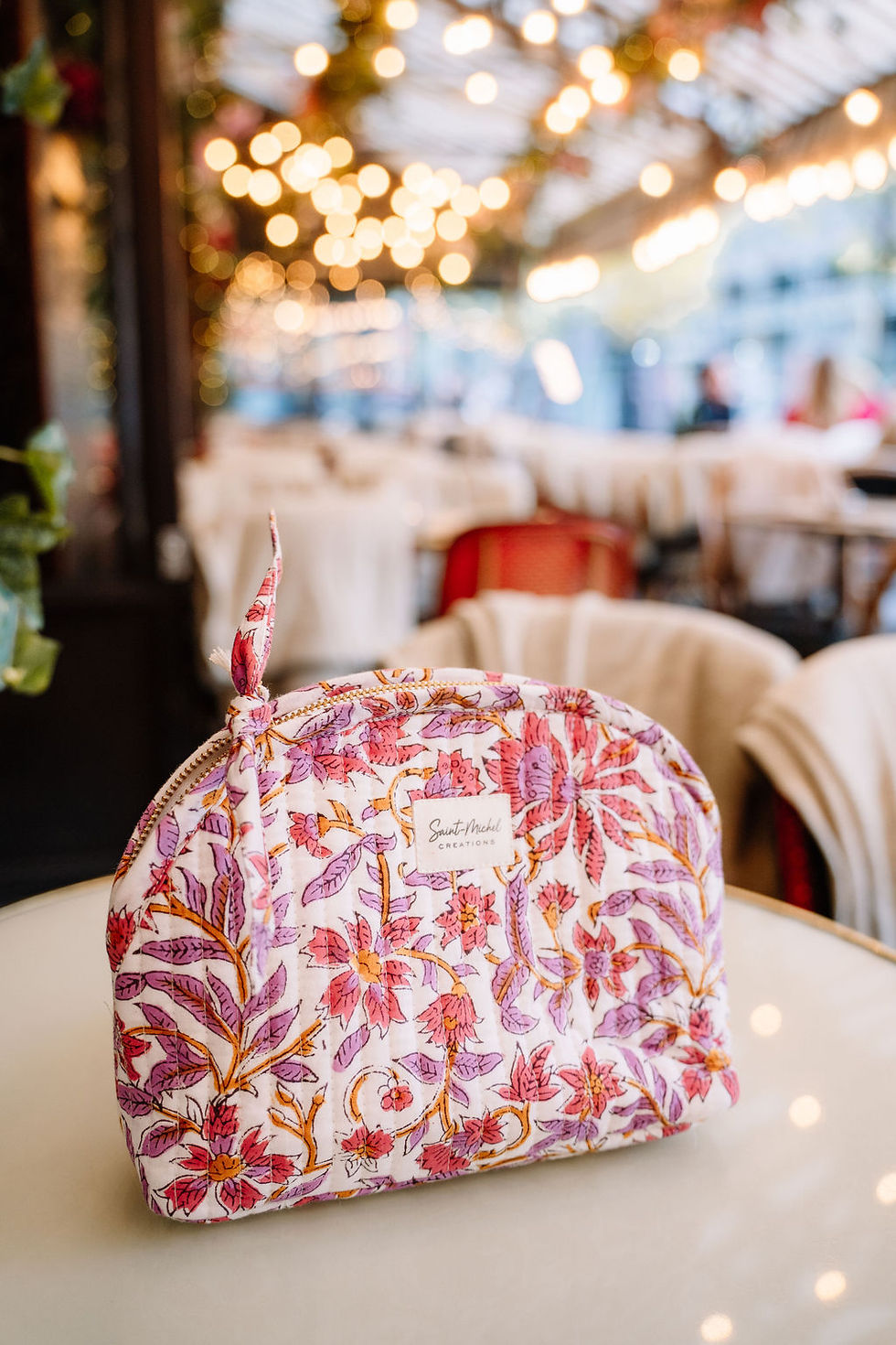 Miniature : Moyenne trousse - LEONTINE Rose et blanche 