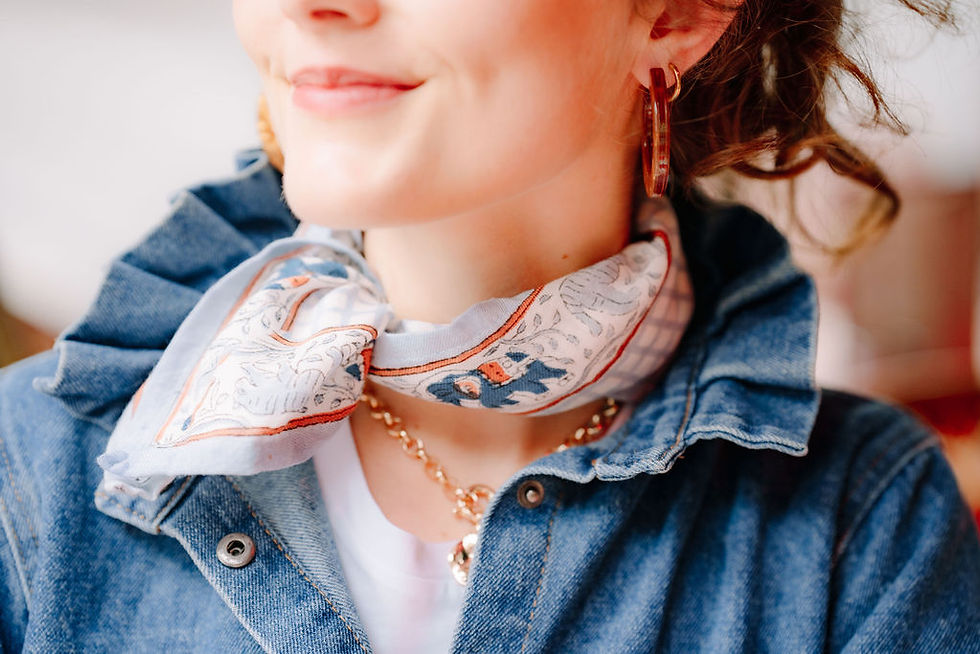 Miniature : Petit Foulard DELHI - Bleu 