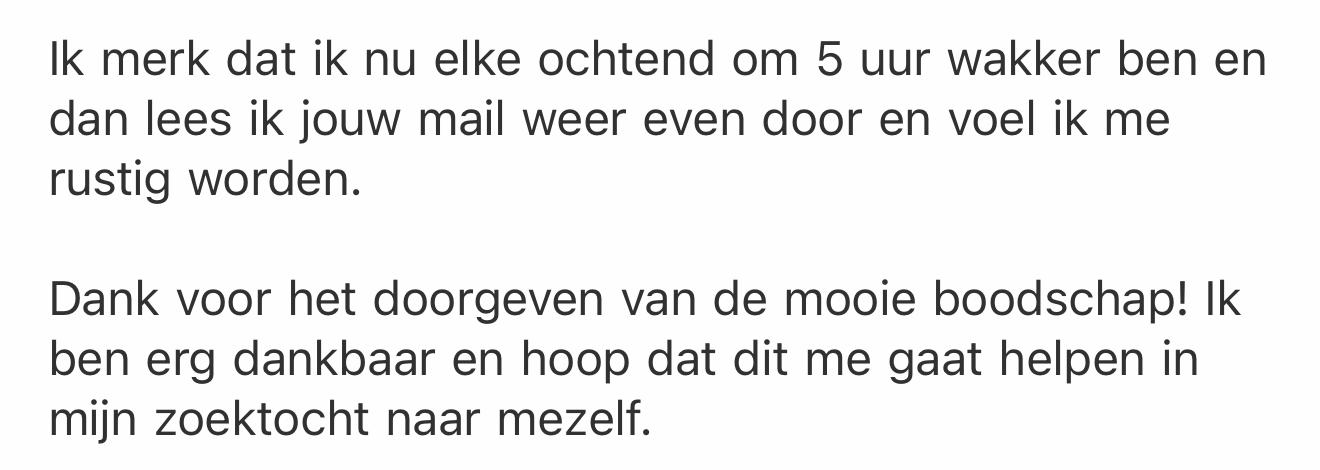 Bericht van een klant na de Innerlijke Zuivering