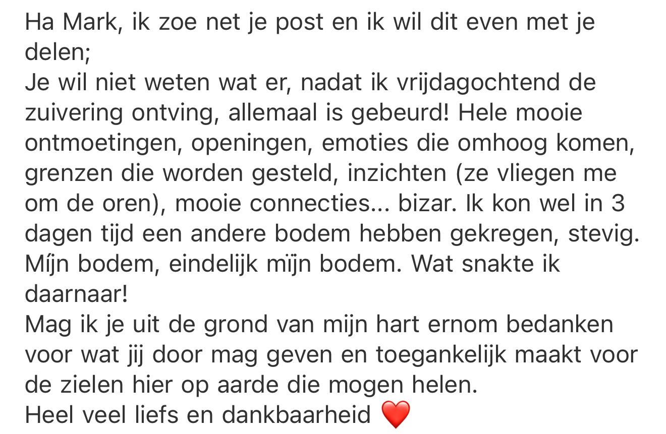 Bericht van een klant na de Innerlijke Zuivering