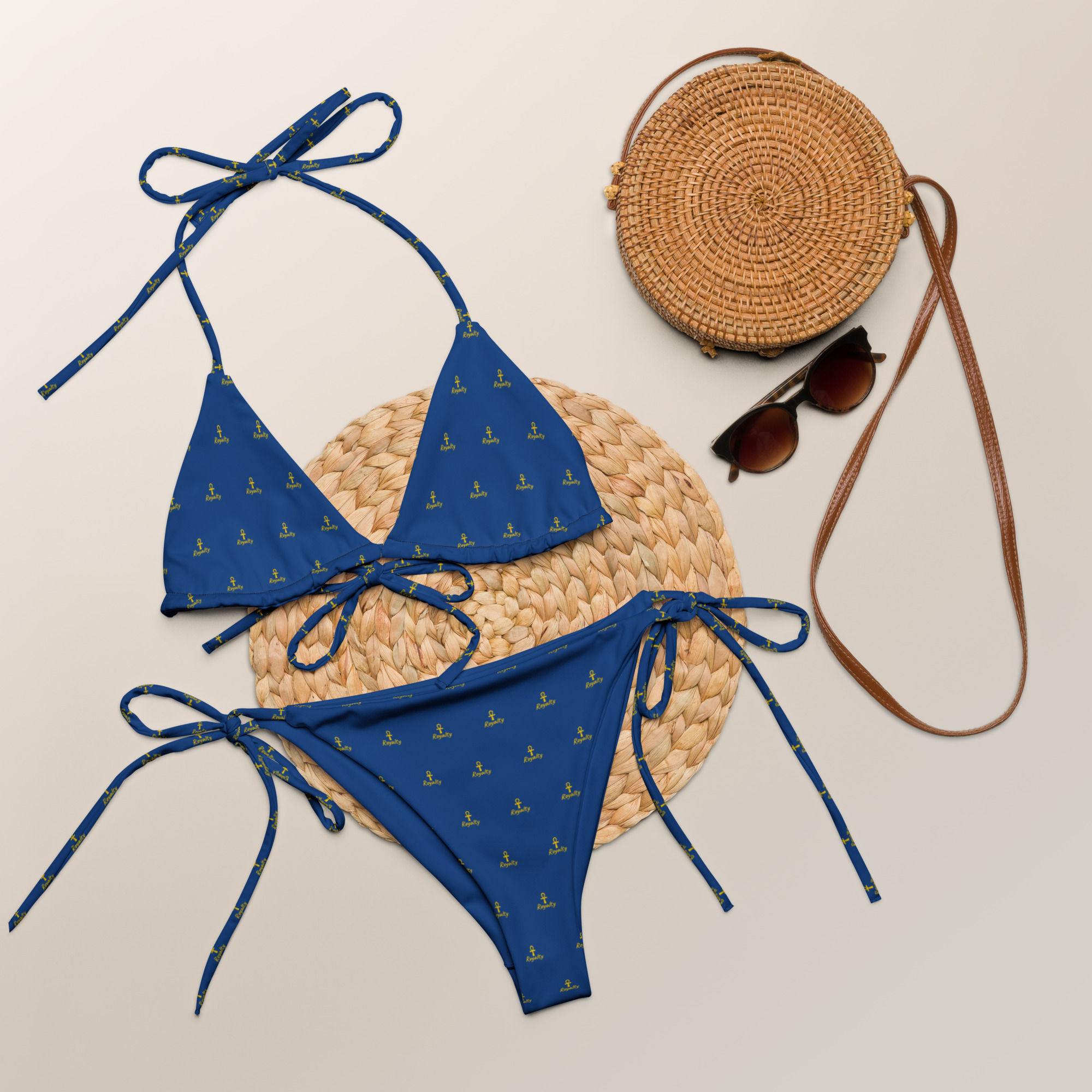 Blue Royalty Print String bikini