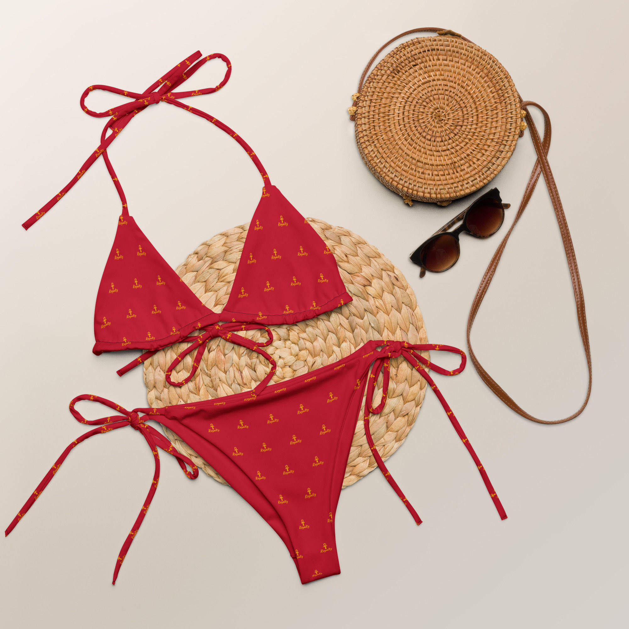 Red Royalty Print String bikini