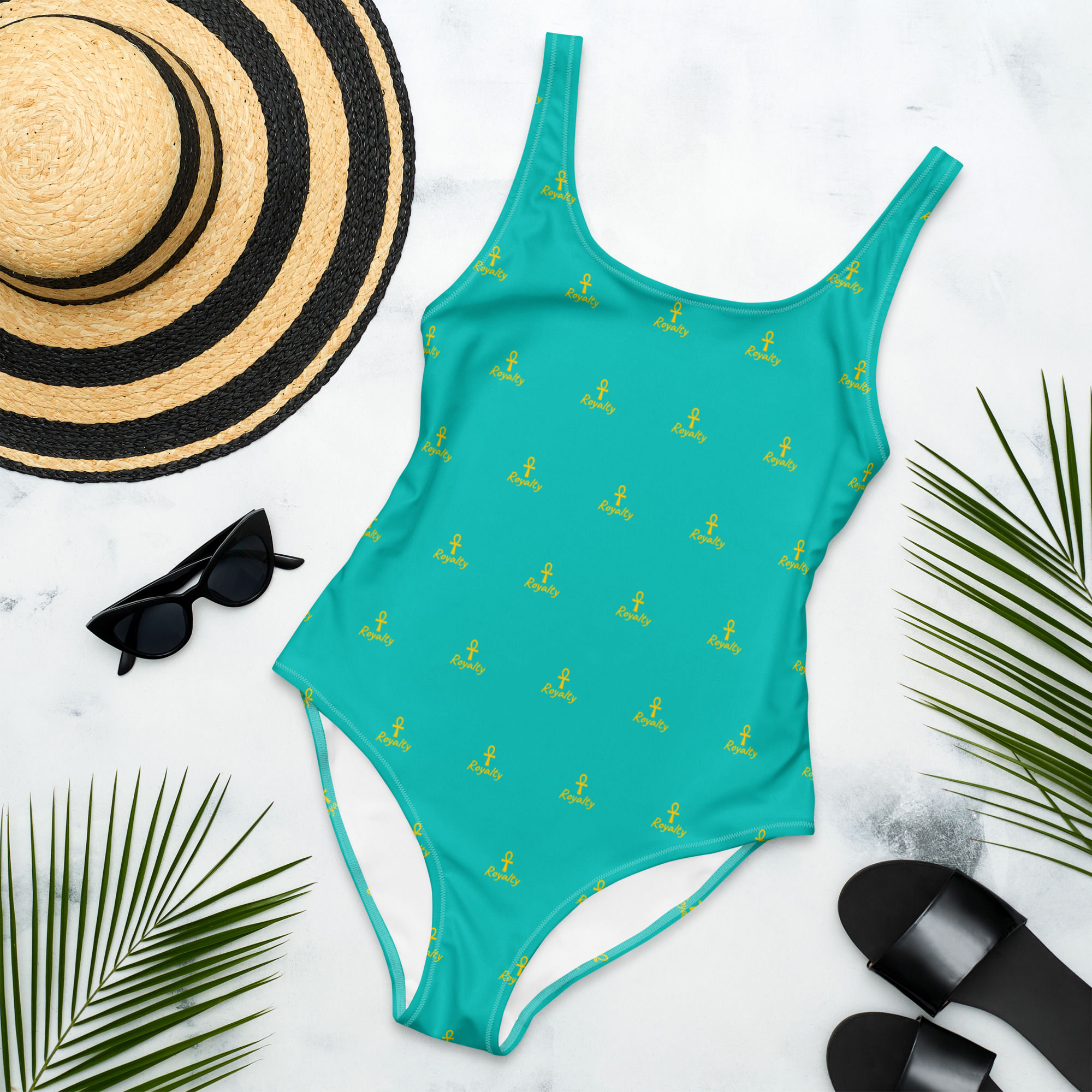 Teal Royalty Print One-Piece Swimsuit